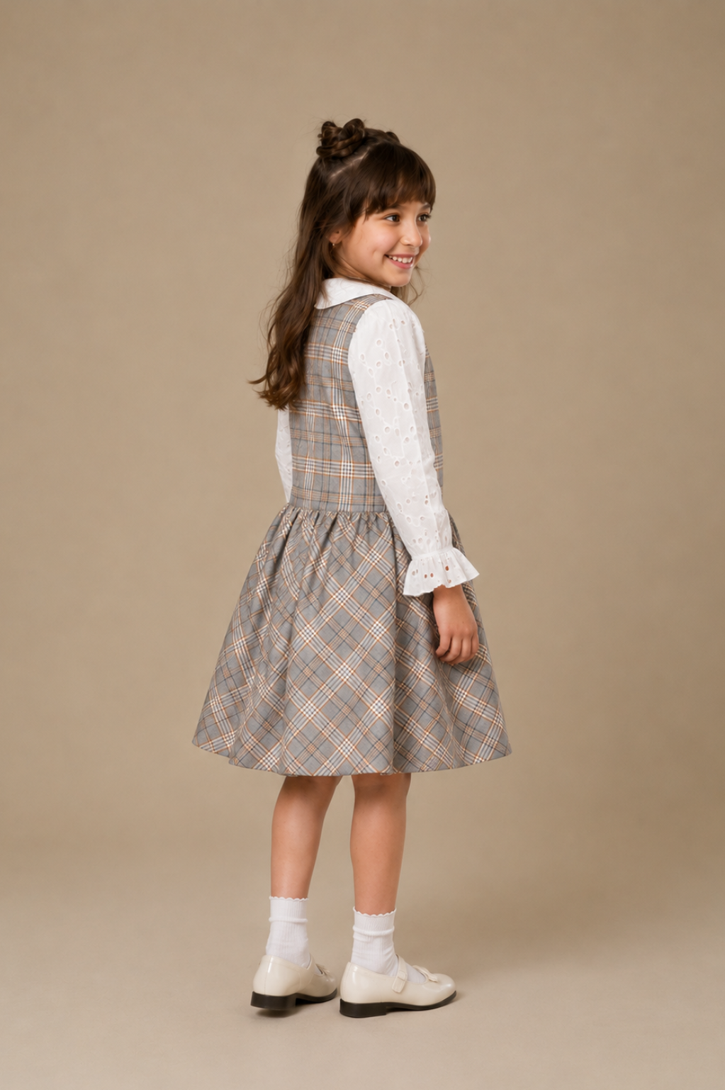 Robe Salopette Fille à Carreaux